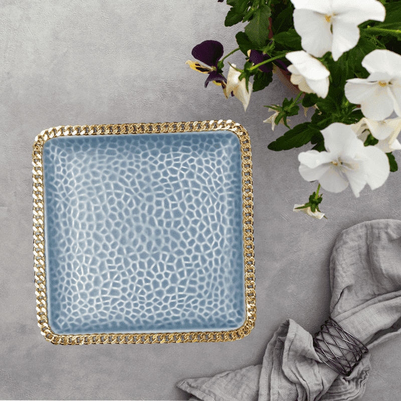 Square Regal Platter with Gold Ornamental Border